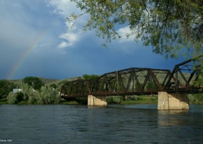 June picture of the Toston Bridge and a Rainbow. Image is from the Toston Montana Picture Tour.