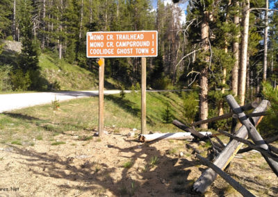 June picture of the Forest Service sign outside Coolidge, Montana. Image is from the Coolidge, Montana Ghost Town Picture Tour.