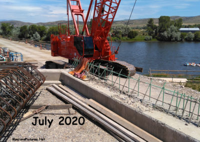 Close-up picture of Highway 287 Bridge construction over the Missouri River. Image is from the Toston Montana Picture Tour.