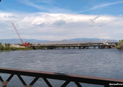 July picture of Highway 287 Bridge construction over the Missouri River. Image is from the Toston Montana Picture Tour.