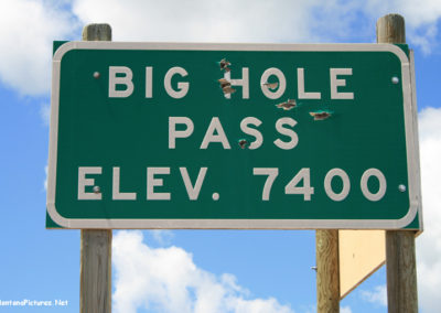 June picture of the Big Hole Pass Sign on Highway 278. Image is from the Wisdom Montana Picture Tour.