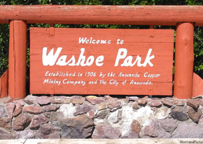 July picture of the Washoe Park west entrance sign. Image is from the Anaconda Montana Picture Tour.