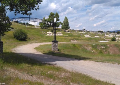 July picture of the entrance to the Mt Carmel Cemetery in Anaconda Montana. Image is from the Anaconda Montana Picture Tour.