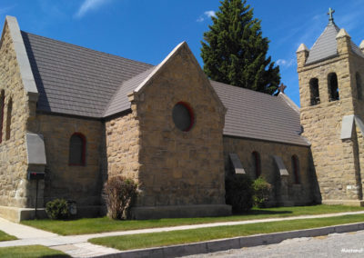 July picture of the west side of St Mark Church in Anaconda, Montana. Image is from the Anaconda Montana Picture Tour.