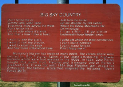 Close-up picture of the “Don’t Fence Me In” Historical Marker on Highway 12. Image is from the Powder River Picture Tour.