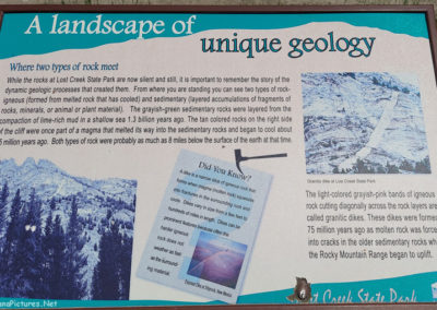 Picture of a sign explaining the geology of Lost Creek State Park. Image is from the Anaconda Montana Picture Tour.