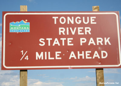 Close-up picture of the Tongue River State Park Sign on State Highway 314. Image is from the Tongue River Picture Tour.
