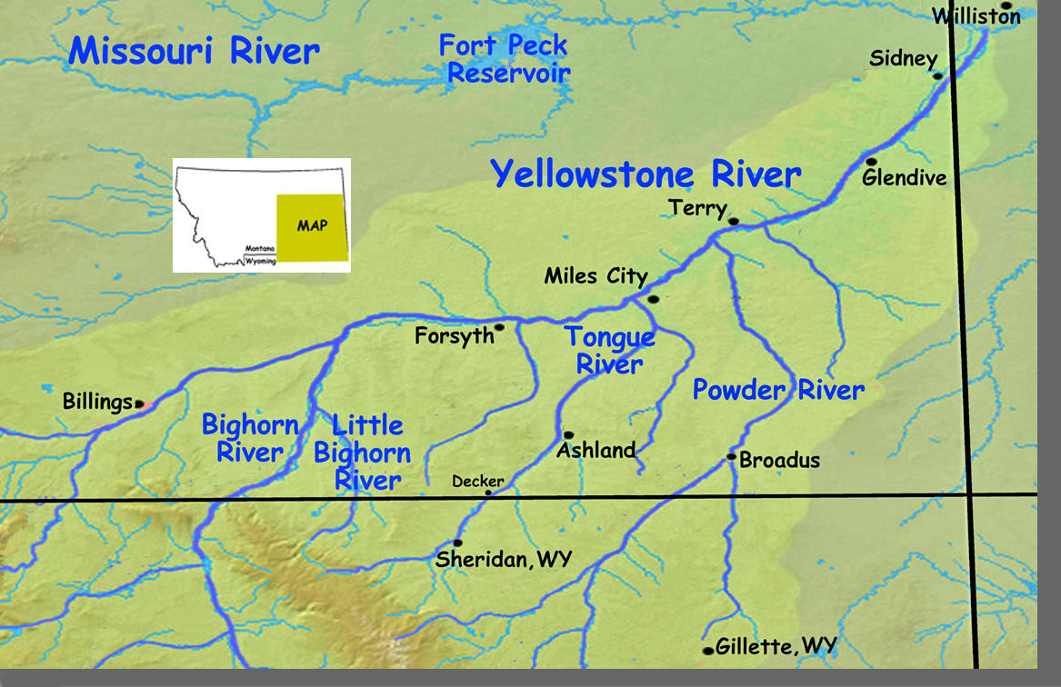 Map of the Tongue and Powder Rivers in Southeast Montana. Image is from the Powder River Picture Tour.