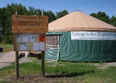 June picture of Traveler’s Rest information tent near Lolo, Montana. Image is from the Lolo, Montana Picture Tour.