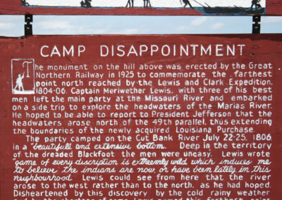 June picture of the Camp Disappointment Historical Marker on Highway 2. Image is from the Browning, Montana Picture Tour.