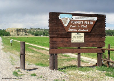 June picture of the entrance to the Lewis & Clark National Monument, Pompey’s Pillar. Image is from the Pompey’s Pillar Picture Tour.