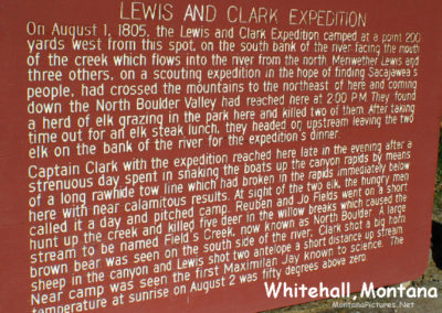 August picture of the Lewis & Clark Historical Marker in Whitehall, Montana. Image is from the Whitehall, Montana Picture Tour.