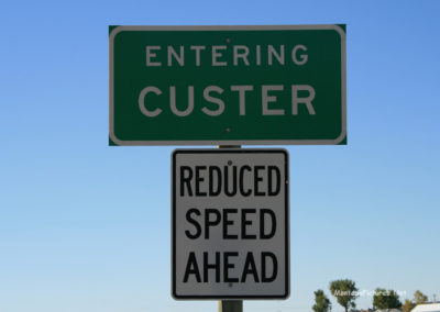 September picture of the Entering Custer sign on Bighorn Valley Road. Image is from the Custer, Montana Picture Tour.