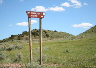 June picture of the Knowlton and Mizpah Road sign near the Powder River. Image is from the Powder River and Tongue River, Montana Picture Tour.