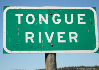 June picture of the Tongue River Highway Sign on Highway 212. Image is from the Powder River and Tongue River, Montana Picture Tour.
