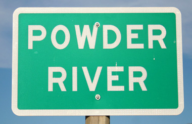 June picture of the Powder River sign on Highway 12. Image is from the Powder River & Tongue River, Montana Picture Tour.