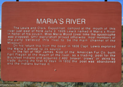 September picture of the Marias River Historical Marker near Loma, Montana. Image is from the Loma, Montana Picture Tour.