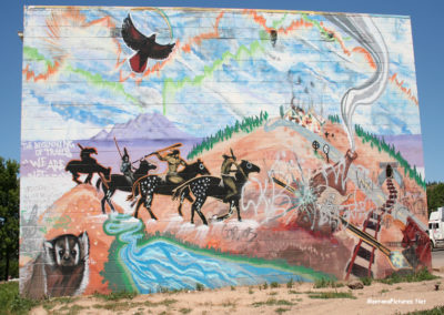 June picture of an Anti-Alcohol mural on a Lame Deer building. Image is from the Lame Deer, Montana Picture Tour.