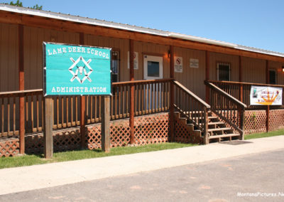 June picture of the Lame Deer School Administration building. Image is from the Lame Deer, Montana Picture Tour.