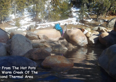 February picture of the second thermal feature at Jerry Johnson Hot Springs from Warm Creek. Image is from the Jerry Johnson Hot Springs Picture Tour.