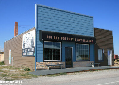 September 2023 picture of the Big Sky Pottery and Art Gallery in Bynum Montana. Image is from the Bynum Montana Picture Tour.