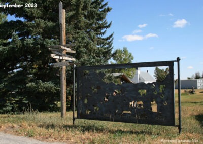 September 2023 picture of the Dupuyer, Montana Welcome Sign. Image is from the Dupuyer Montana Picture Tour.