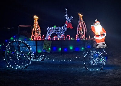 December view of Christmas Lights on a horse drawn wagon in Augusta, Montana.