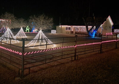 December view of Christmas Lights on a residential home in Augusta, Montana.