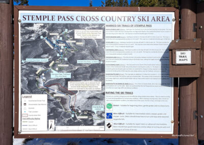 December Close-up view of the Stemple Pass trailhead ski map. The pass is located 20 miles south of Lincoln Montana.