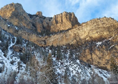 Photo of the rock cliffs near the Refrigerator Canyon Trailhead.