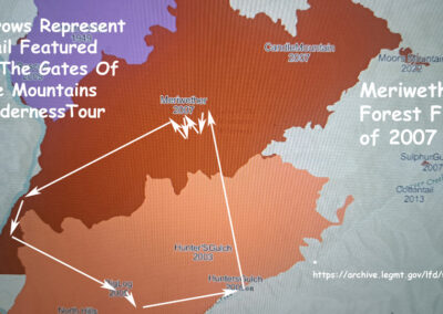 Map of the trail route followed in The Gates Of The Mountains Wilderness tour