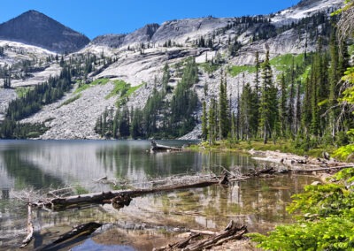 July picture of the shore of Blodgett Lake. Image is from the Blodgett Canyon, Montana Picture Tour.