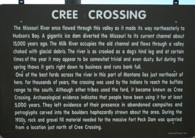 June picture of the Cree Crossing Historical Marker on Highway 2 east of Malta, Montana