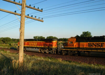 July picture of a Burlington Northern train engine outside of Malta, Montana