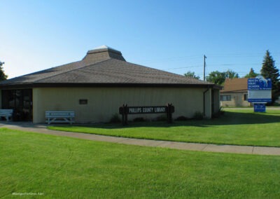 July picture of the Phillips County Library building Malta, Montana