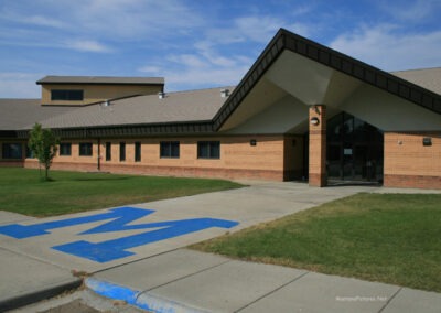 September picture of the entrance of the Malta, Montana High School.