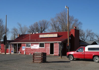 January picture of the Bunkhouse Bar on Highway 287, nine miles from Radersburg, Montana