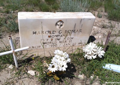 July picture of the headstone of a Bomar Family Member from Radersburg, Montana