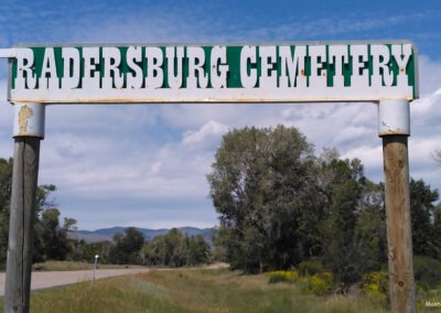July picture of the Radersburg Cemetery Sign on Highway 285 near Radersburg, Montana