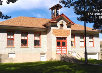 July picture of the old brick schoolhouse in Radersburg, Montana